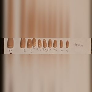 Chic Tan Press-On Nails with Heart Accents